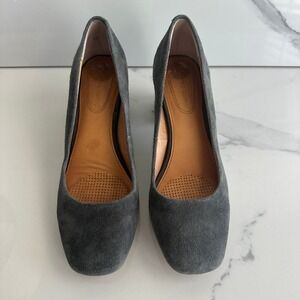 Corso Como Gray Suede Leather Block Heel Pumps Comfortable Classic Shoes Size 7